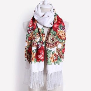 New Traditional Ukrainian Scarf- White